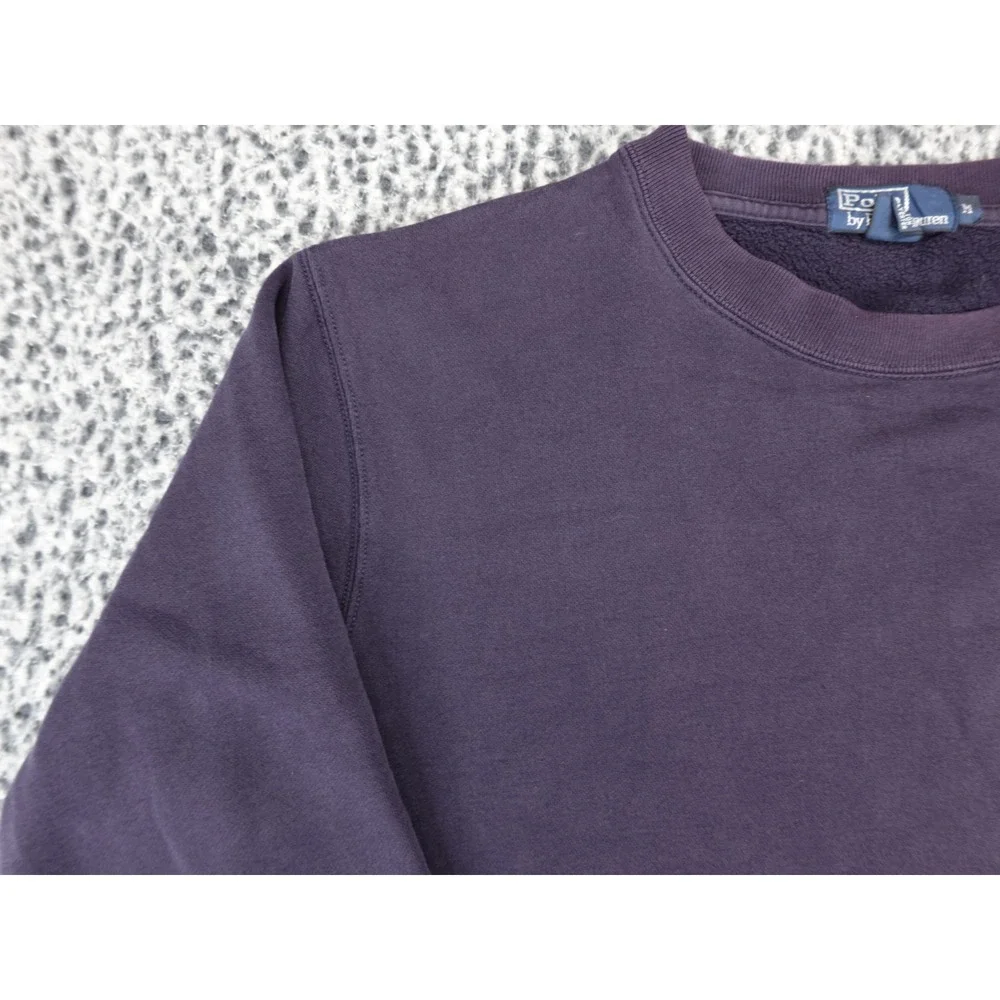 Polo Ralph Lauren Mens Medium Purple Crewneck Sweatshirt Blue Pony Logo Fleece‎